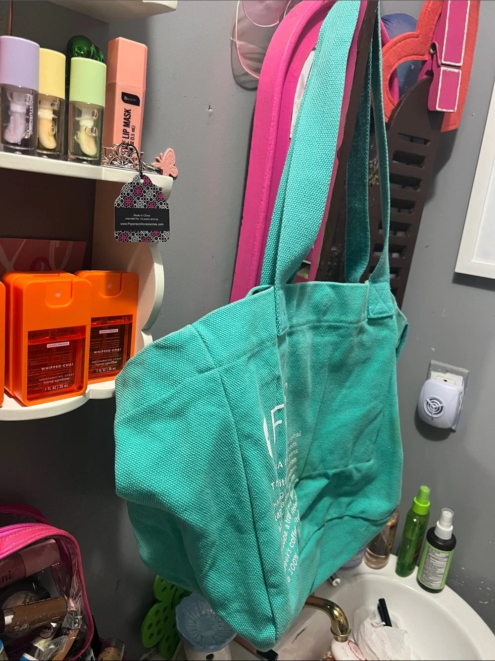 Figs Large Tote Bag in Teal Green